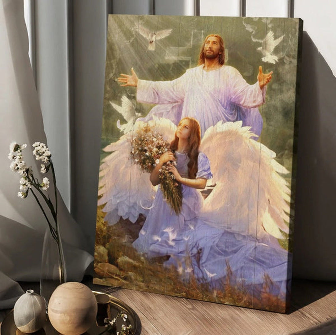 Little Angel Jesus Magic Forest Pray For Healing Canvas Wall Art - Christian Wall Posters - Religious Wall Decor