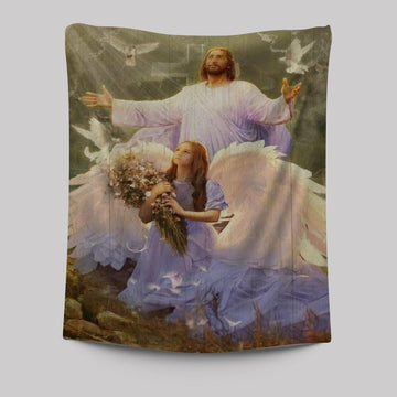 Little Angel Jesus Magic Forest Pray For Healing Tapestry