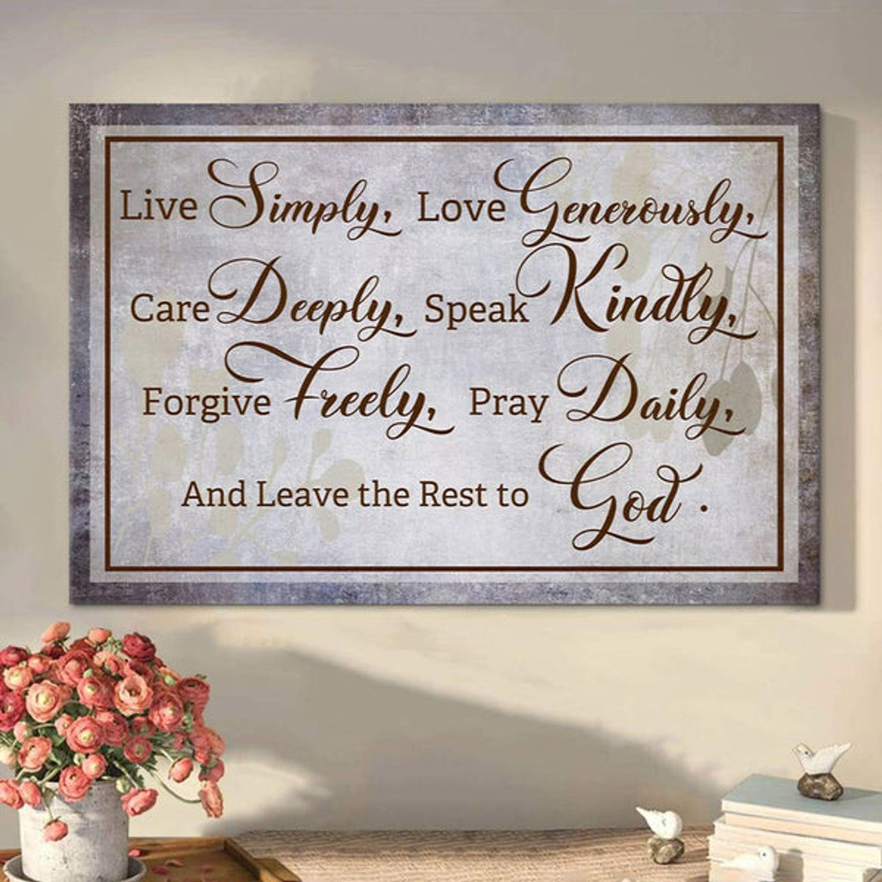 Live Simply Love Generously Canvas Wall Art Christian Decor - Religious Wall Art Canvas