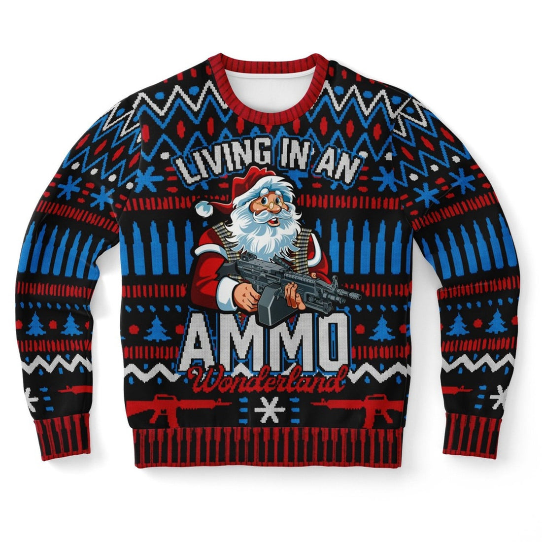 FUNSTUFFPRINT Living in An Ammo Wonderland Ugly Christmas Sweater, Christmas Sweater, Ugly Sweater, Funny Xmas Sweaters Ugly Sweater