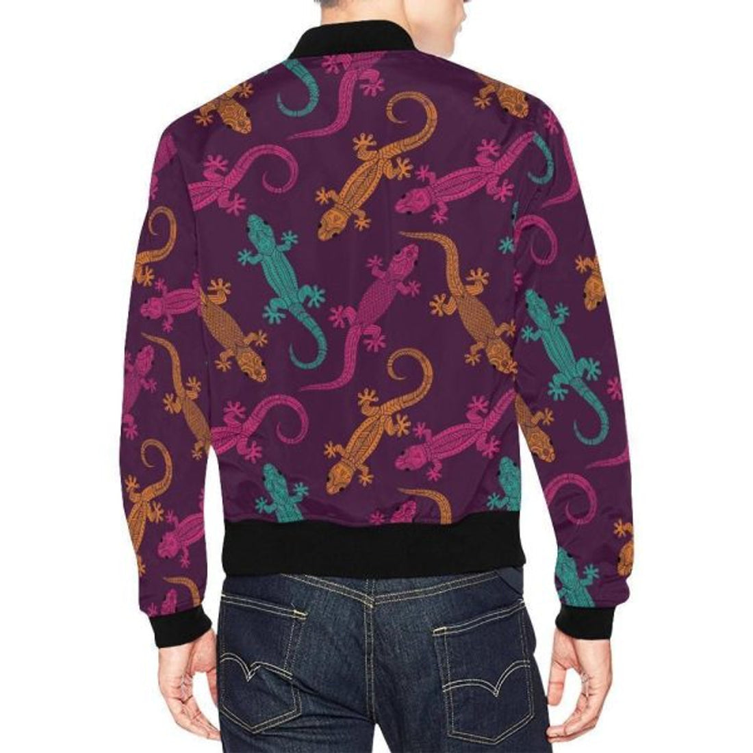 FUNSTUFFPRINTI Lizard Pattern Print Men's 3D Bomber Jacket