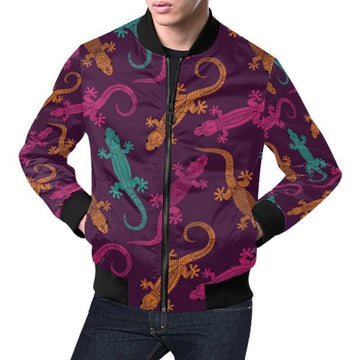 FUNSTUFFPRINTI Lizard Pattern Print Men's 3D Bomber Jacket
