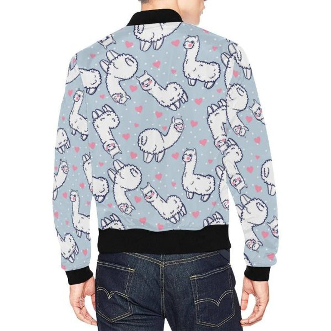 FUNSTUFFPRINTI Llama Pattern Print Men's 3D Bomber Jacket