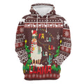 FUNSTUFFPRINT 3D Llama Falalala Christmas All Over 3D Hoodie and Zip Hoodie