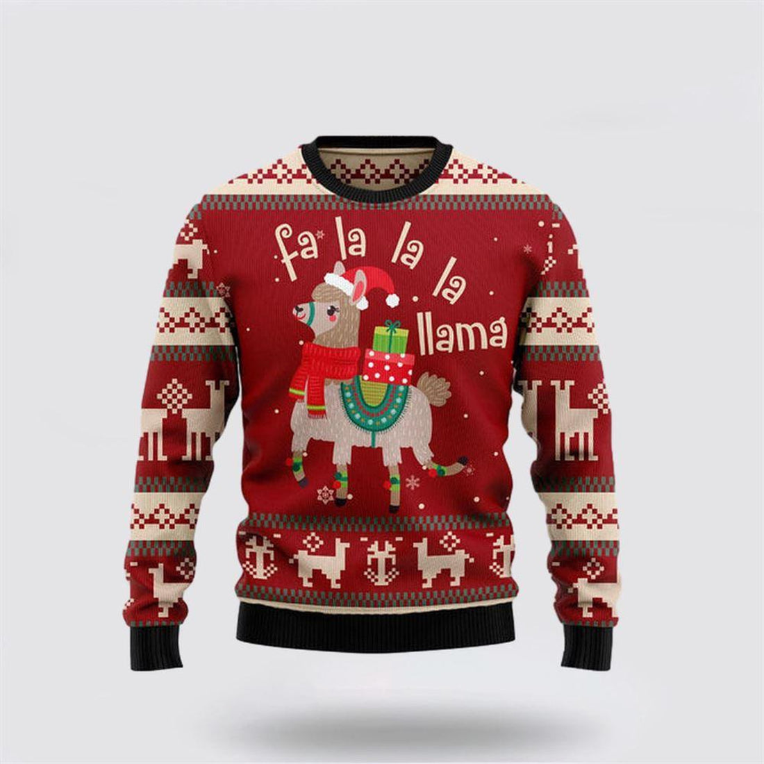 FUNSTUFFPRINT Llama Lalala Ugly Christmas Sweater – Sweater Gifts For Pet Lover Ugly  Sweater