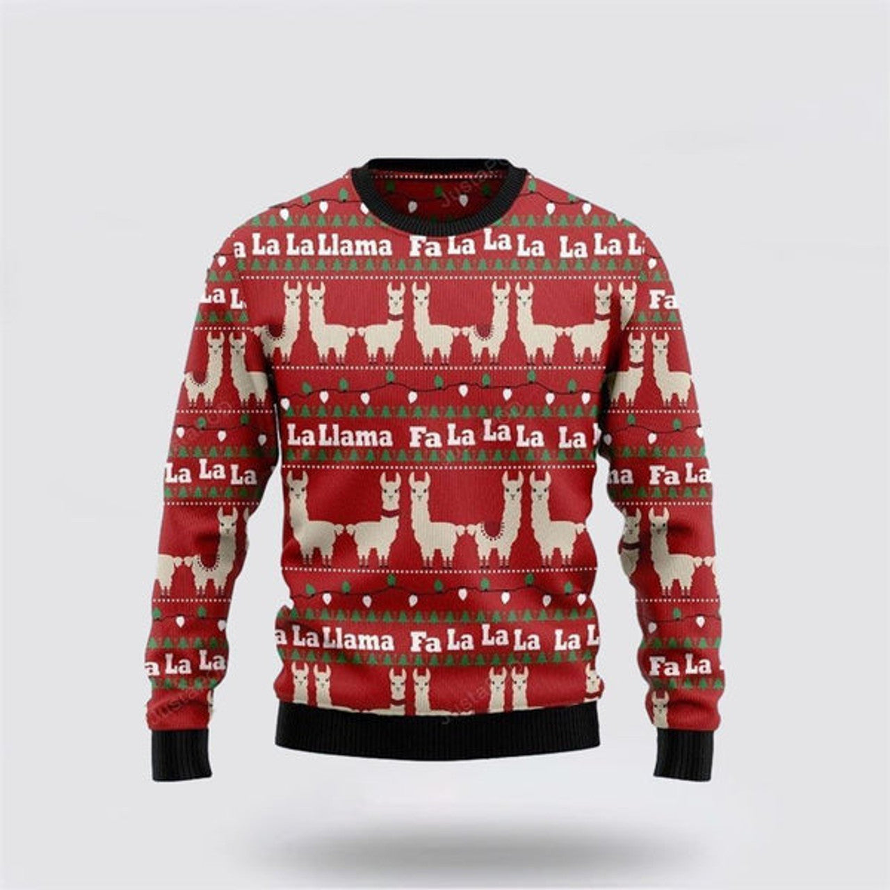 FUNSTUFFPRINT Llama Lalala Ugly Christmas Sweater, Farm Sweater, Christmas Gift, Best Winter Outfit Christmas Ugly Sweater