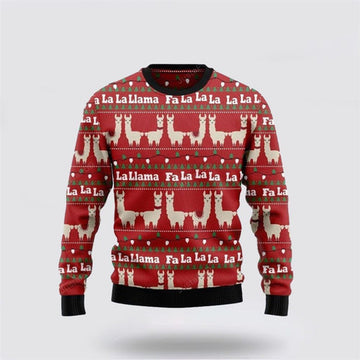 FUNSTUFFPRINT Llama Lalala Ugly Christmas Sweater, Farm Sweater, Christmas Gift, Best Winter Outfit Christmas Ugly Sweater