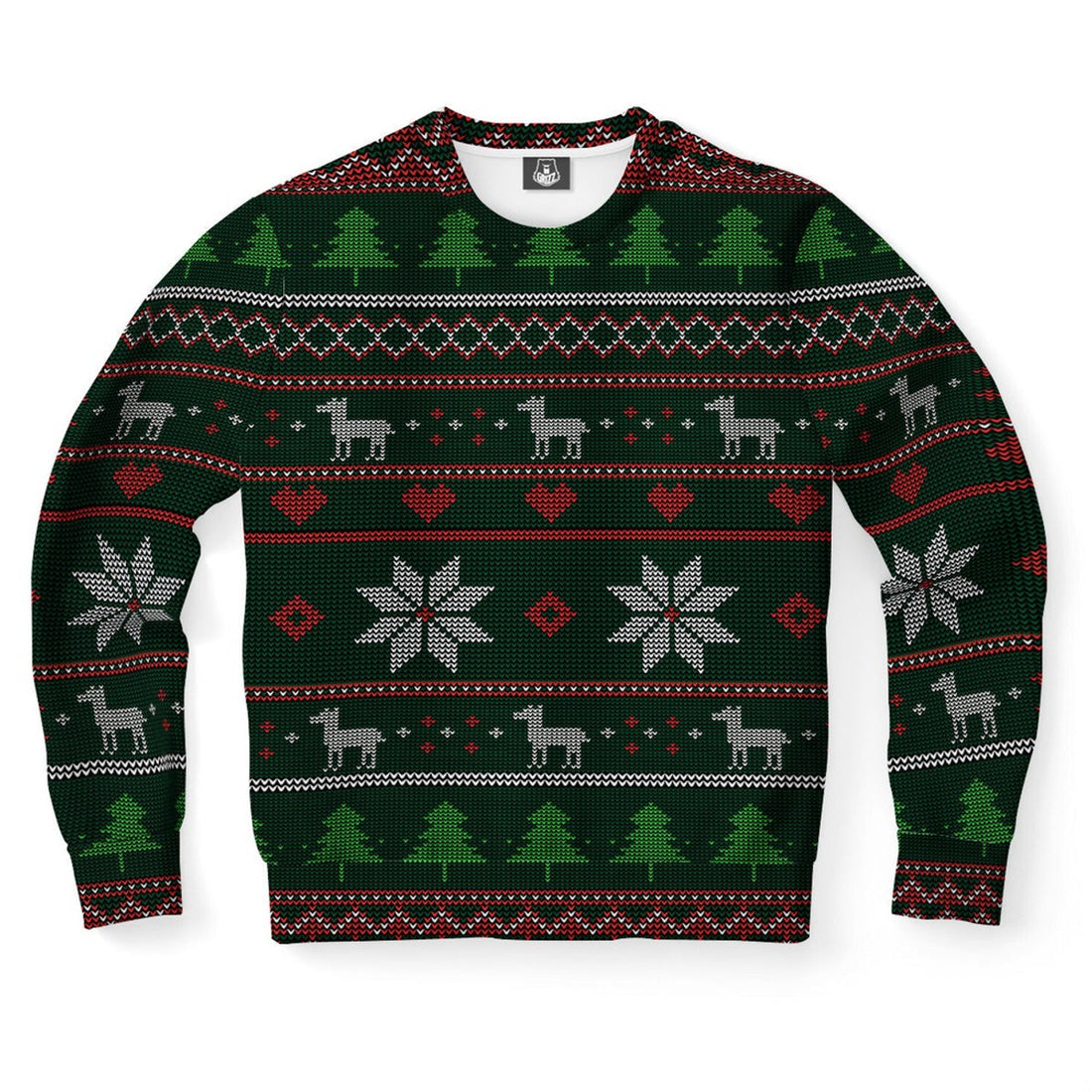 FUNSTUFFPRINT Llama Pattern Ugly Christmas Sweater, Christmas Sweater, Ugly Sweater, Funny Xmas Sweaters Ugly Sweater