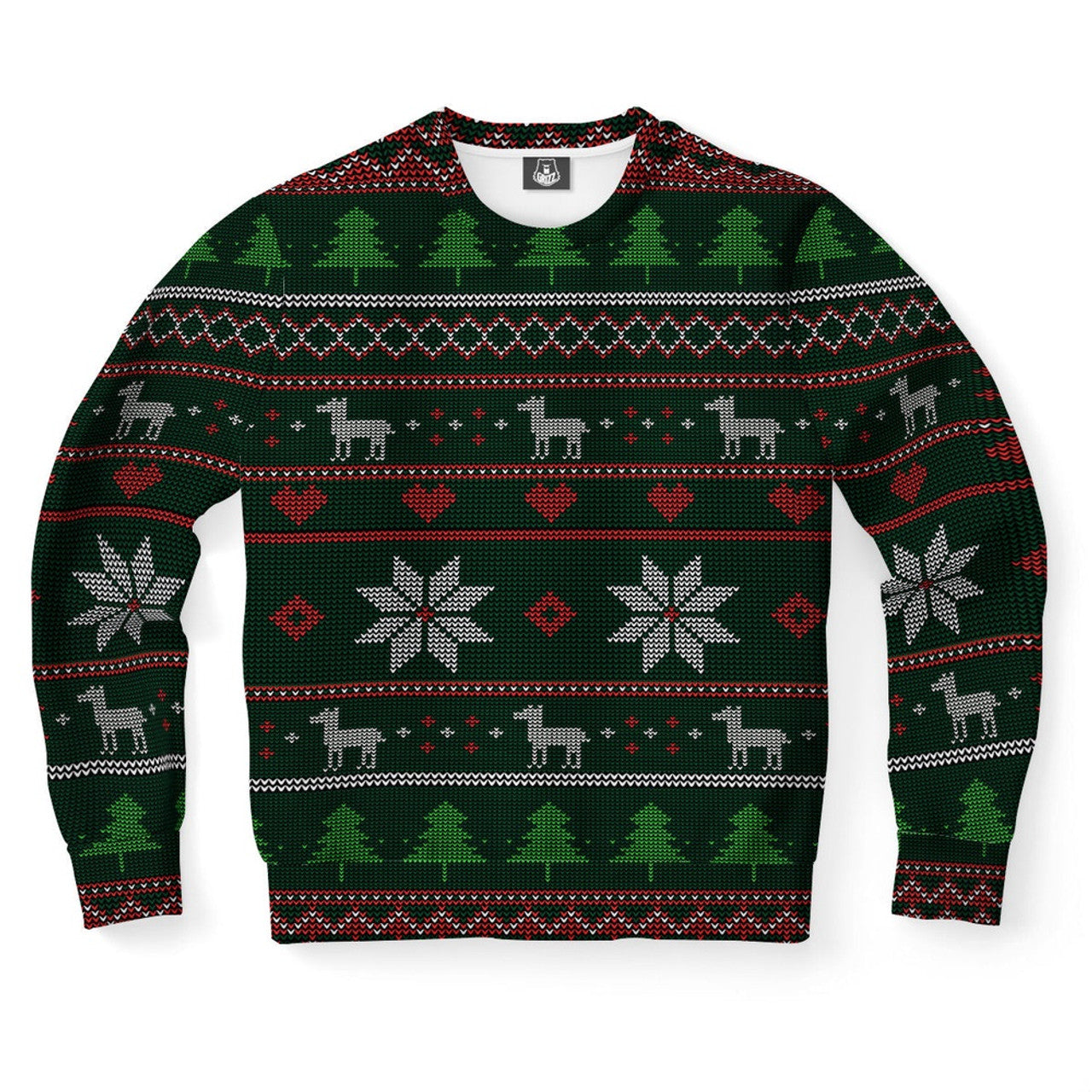 FUNSTUFFPRINT Llama Pattern Ugly Christmas Sweater, Christmas Sweater, Ugly Sweater, Funny Xmas Sweaters Ugly Sweater
