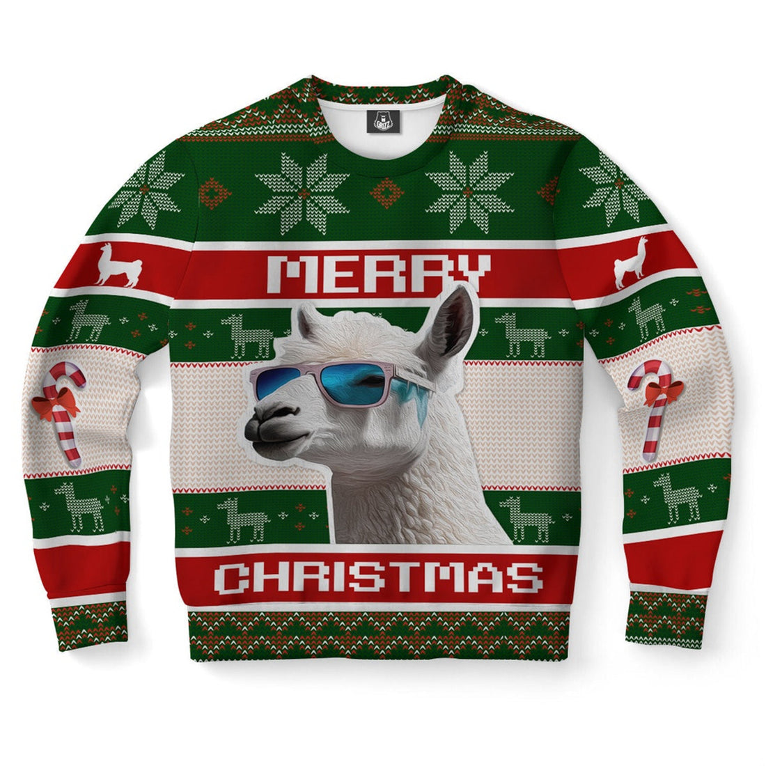 FUNSTUFFPRINT Llama Ugly Christmas Sweater, Christmas Sweater, Ugly Sweater, Funny Xmas Sweaters Ugly Sweater