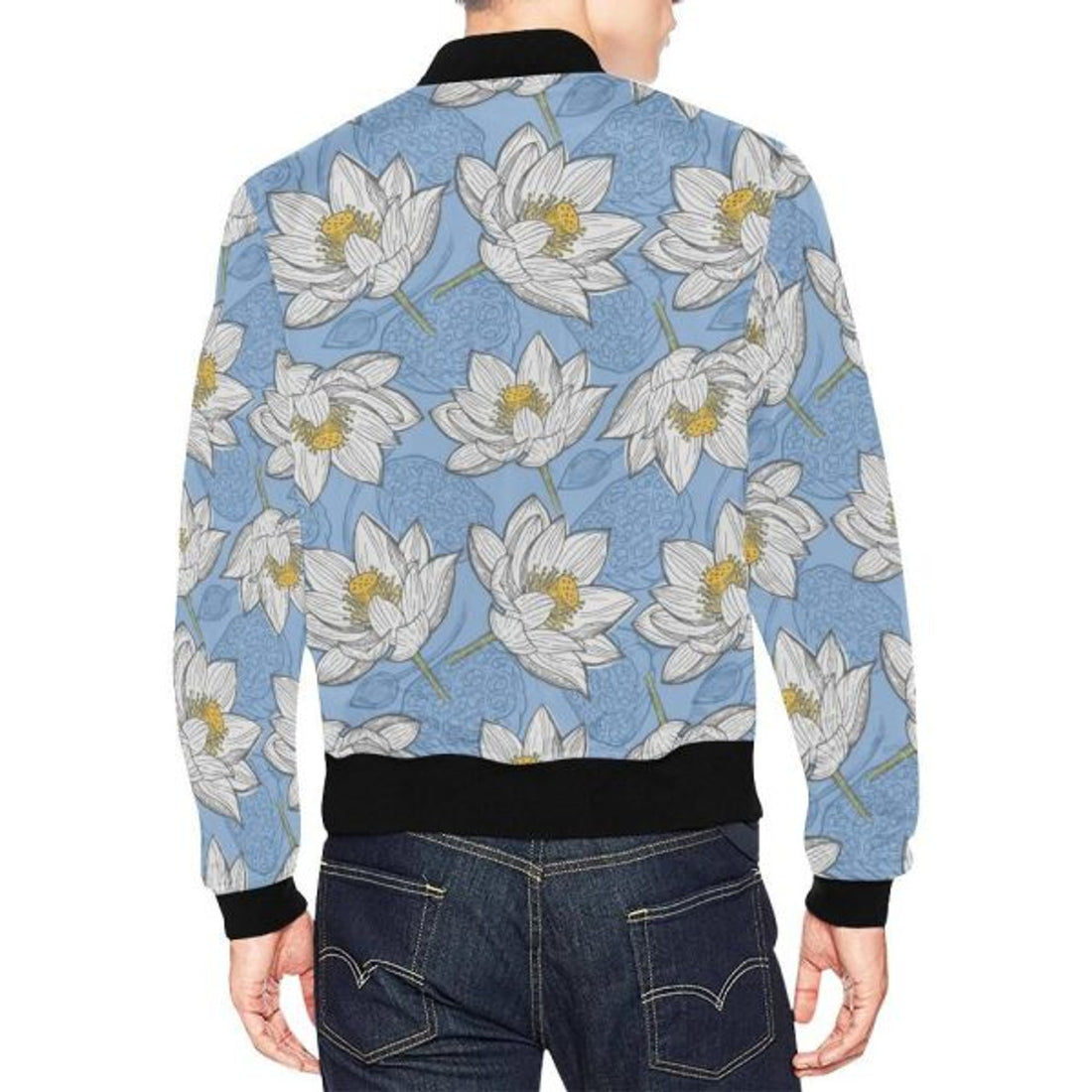 FUNSTUFFPRINTI Lotus Pattern Print Men's 3D Bomber Jacket
