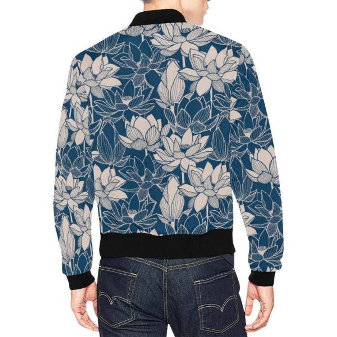 FUNSTUFFPRINTI Lotus Print Pattern Men's 3D Bomber Jacket