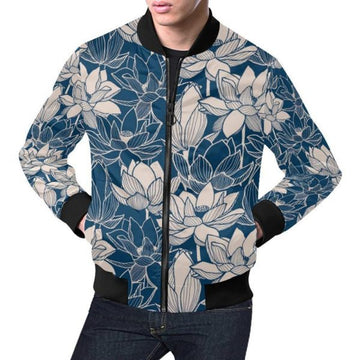 FUNSTUFFPRINTI Lotus Print Pattern Men's 3D Bomber Jacket