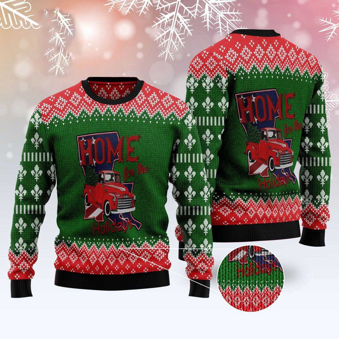 FUNSTUFFPRINT Louisiana Home For Christmas All Over Print Ugly Christmas Sweater, Christmas Sweater, Ugly Sweater, Funny Xmas Sweaters Ugly Sweater