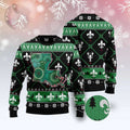 FUNSTUFFPRINT Louisiana Usa Symbols Pattern Ugly Christmas Sweater, Christmas Sweater, Ugly Sweater, Funny Xmas Sweaters Ugly Sweater