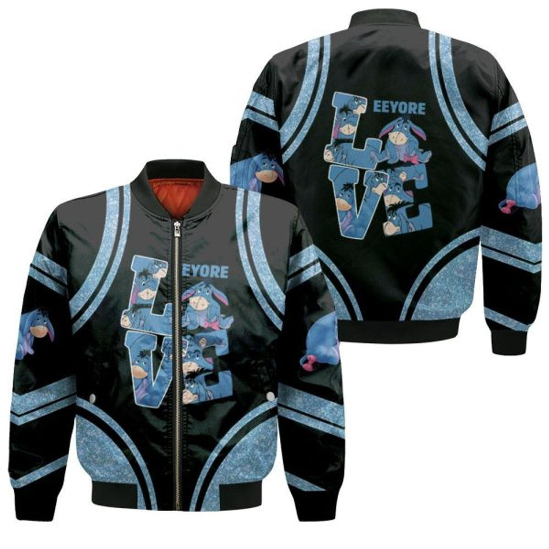 FUNSTUFFPRINTI Love Eeyore Winnie The Pooh Yoga Legging Set 3D Bomber Jacket