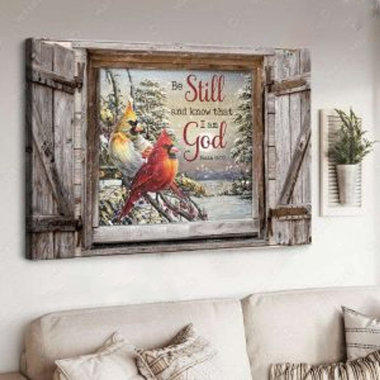 Love Poster, Cardinal Bird Decor, Be Still And Know That, I Am God Poster and Canvas