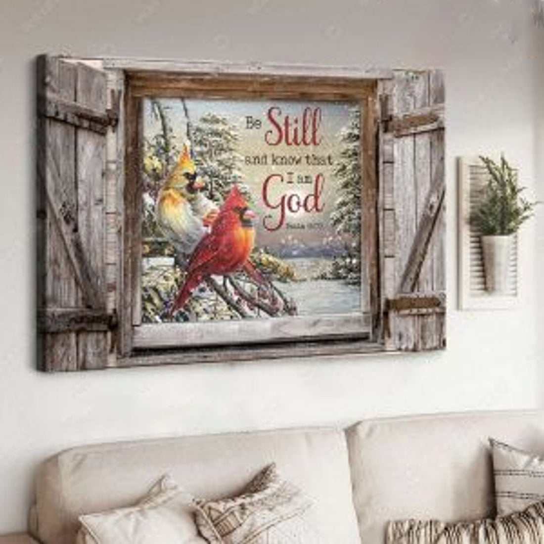 Love Poster, Cardinal Bird Decor, Be Still And Know That, I Am God Poster and Canvas