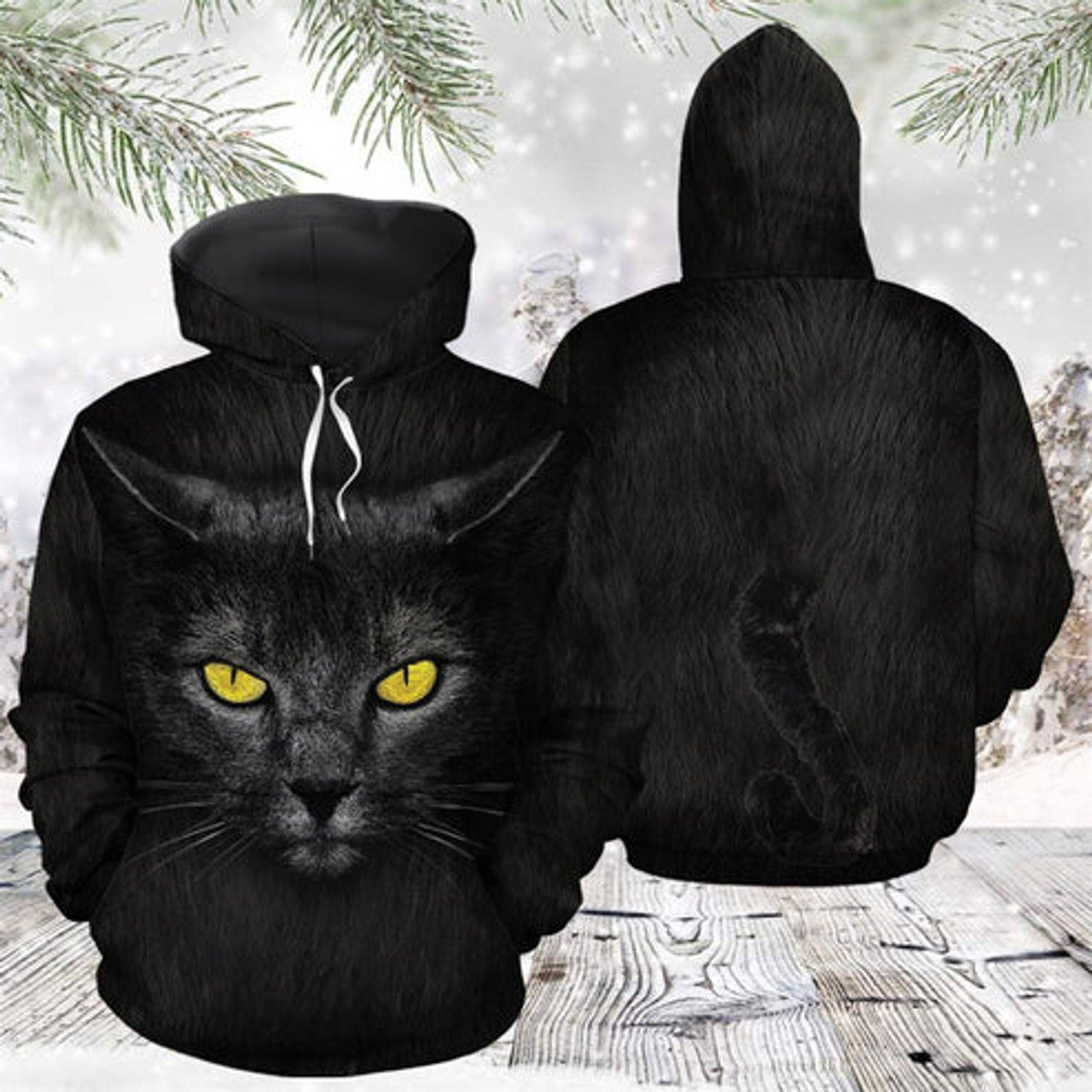 FUNSTUFFPRINT 3D Love Black Cat All Over 3D Hoodie and Zip Hoodie