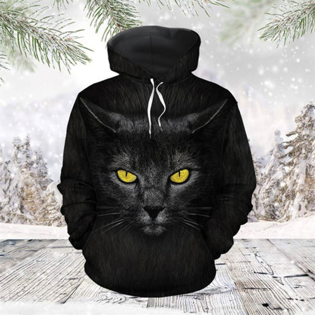 FUNSTUFFPRINT 3D Love Black Cat All Over 3D Hoodie and Zip Hoodie