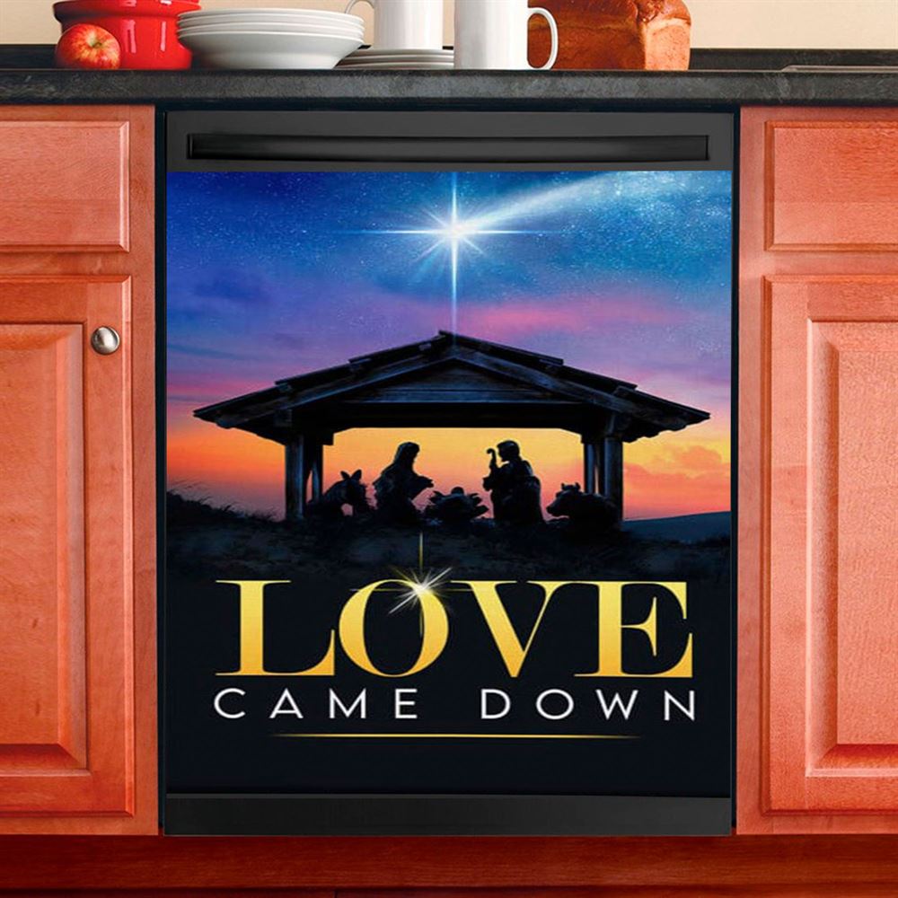 Love Came Down Christian Christmas Dishwasher Cover, Bible Verse Dishwasher Wrap, Scripture Kitchen Decoration