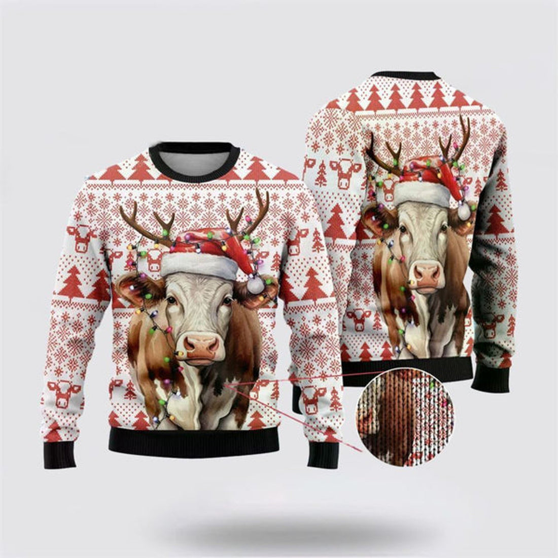 FUNSTUFFPRINT Love Dairy Cow Ugly Christmas Sweater, Farm Sweater, Christmas Gift, Best Winter Outfit Christmas Ugly Sweater