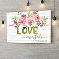 Love Never Fails 1 Corinthians 134-8 Wall Art Canvas Christian Wall Decor - Religious Wall Decor