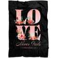 FUNSTUFFPRINT Love Never Fails 1 Corinthians 138 Fleece Blanket - Christian Blanket - Bible Verse Blanket