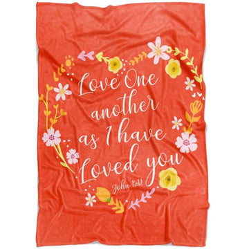 FUNSTUFFPRINT Love One Another As I Have Loved You John 1512 Fleece Blanket - Christian Blanket - Bible Verse Blanket