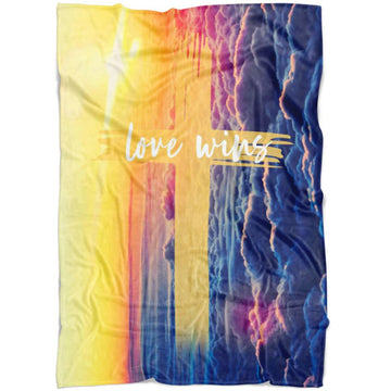 FUNSTUFFPRINT Love Wins Fleece Blanket - Christian Blanket - Bible Verse Blanket