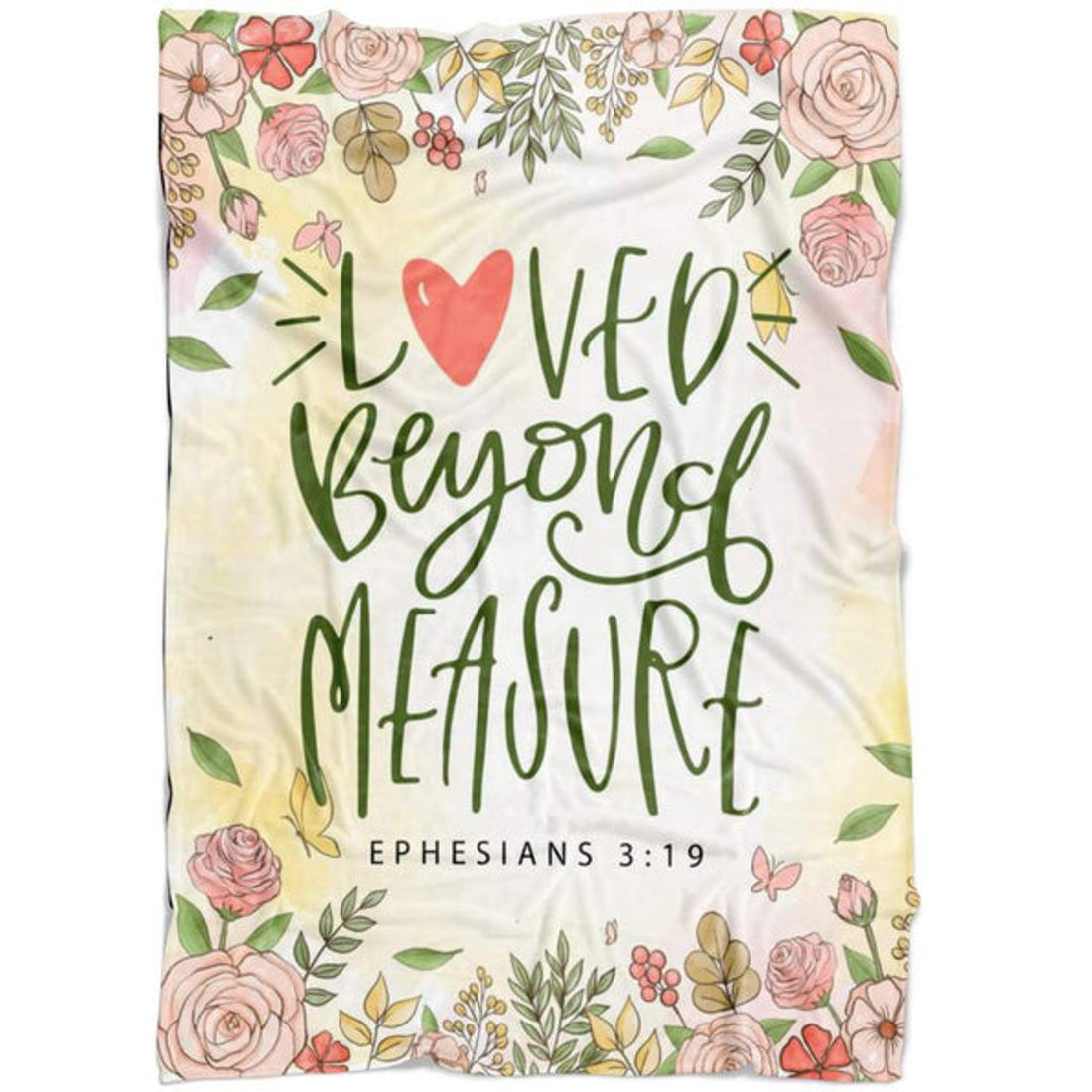 FUNSTUFFPRINT Loved Beyond Measure Ephesians 319 Fleece Blanket - Christian Blanket - Bible Verse Blanket