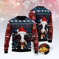 FUNSTUFFPRINT Lovely Cow Ugly Christmas Sweater, Christmas Sweater, Ugly Sweater, Funny Xmas Sweaters Ugly Sweater
