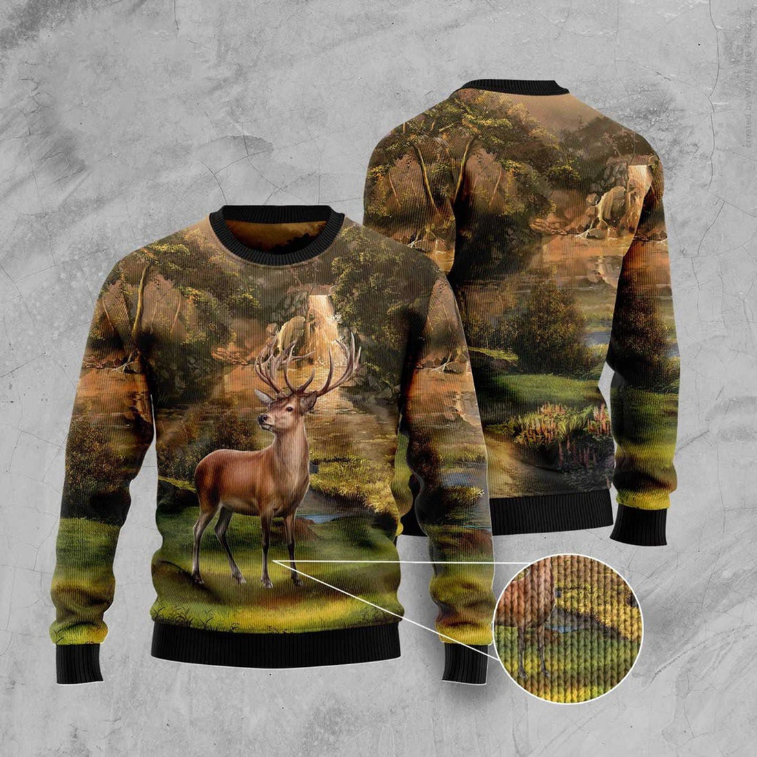 FUNSTUFFPRINT Lovely Deer Ugly Christmas Sweater, Christmas Sweater, Ugly Sweater, Funny Xmas Sweaters Ugly Sweater