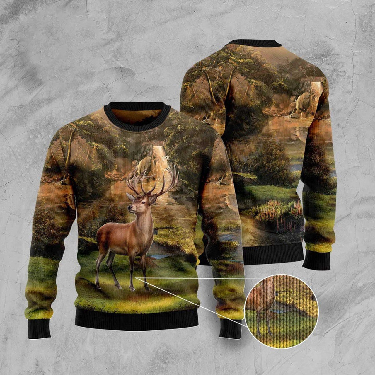 FUNSTUFFPRINT Lovely Deer Ugly Christmas Sweater, Christmas Sweater, Ugly Sweater, Funny Xmas Sweaters Ugly Sweater