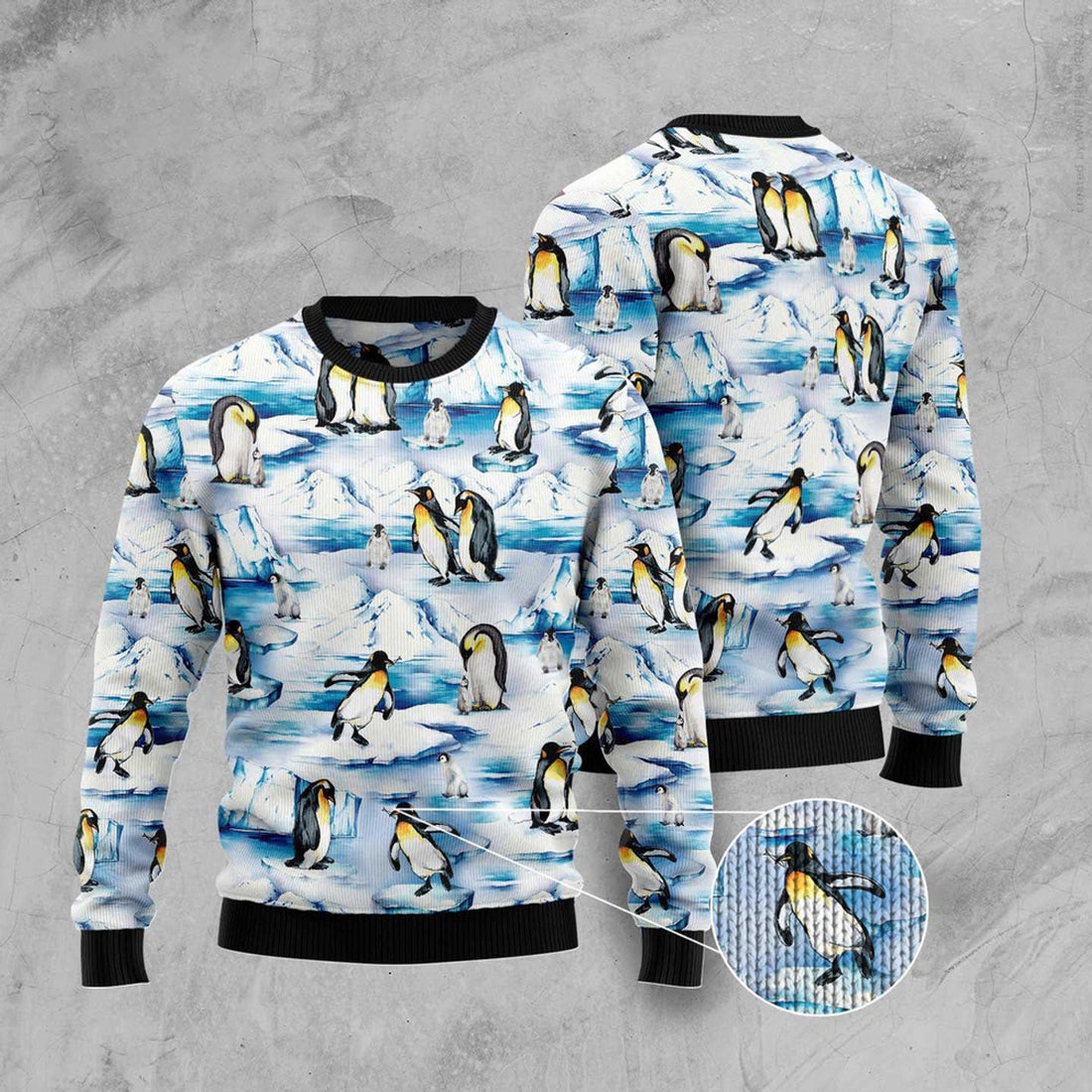 FUNSTUFFPRINT Lovely Penguin North Pole Ugly Christmas Sweater, Christmas Sweater, Ugly Sweater, Funny Xmas Sweaters Ugly Sweater