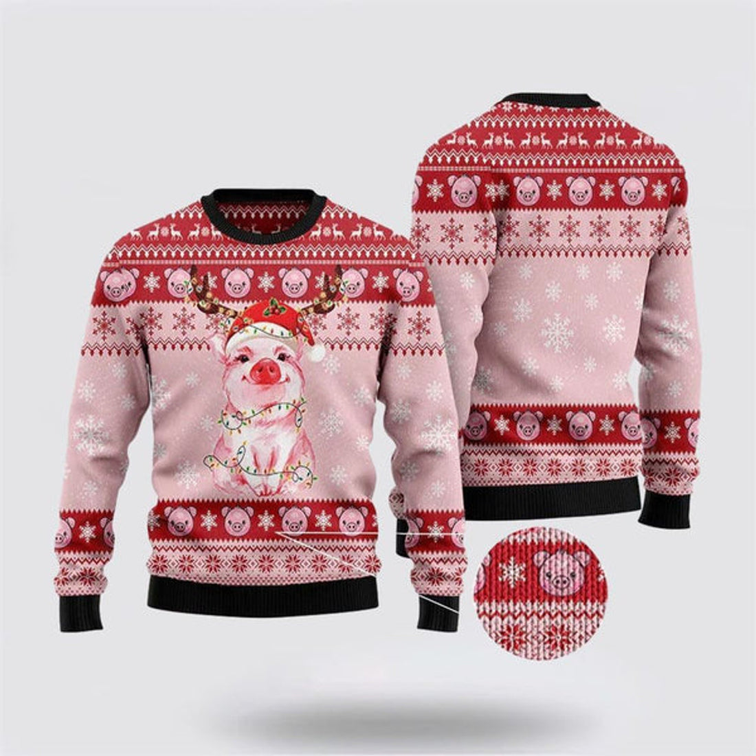 FUNSTUFFPRINT Lovely Pig Santa Ugly Christmas Sweater, Farm Sweater, Christmas Gift, Best Winter Outfit Christmas Ugly Sweater