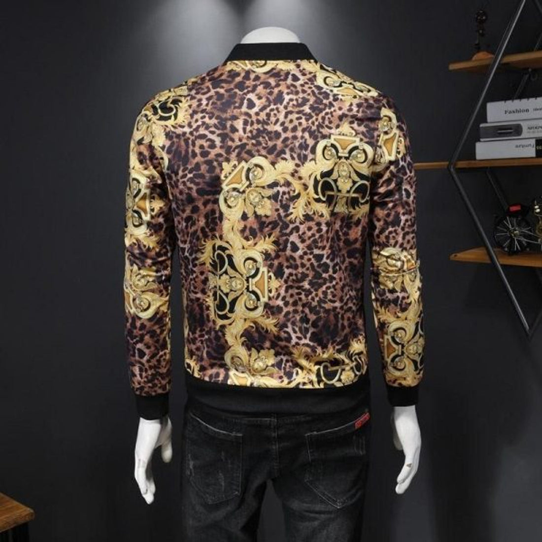FUNSTUFFPRINTI Luxury Leopard Printed Style Bomber Jacket