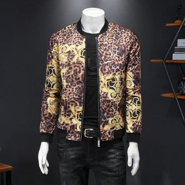 FUNSTUFFPRINTI Luxury Leopard Printed Style Bomber Jacket