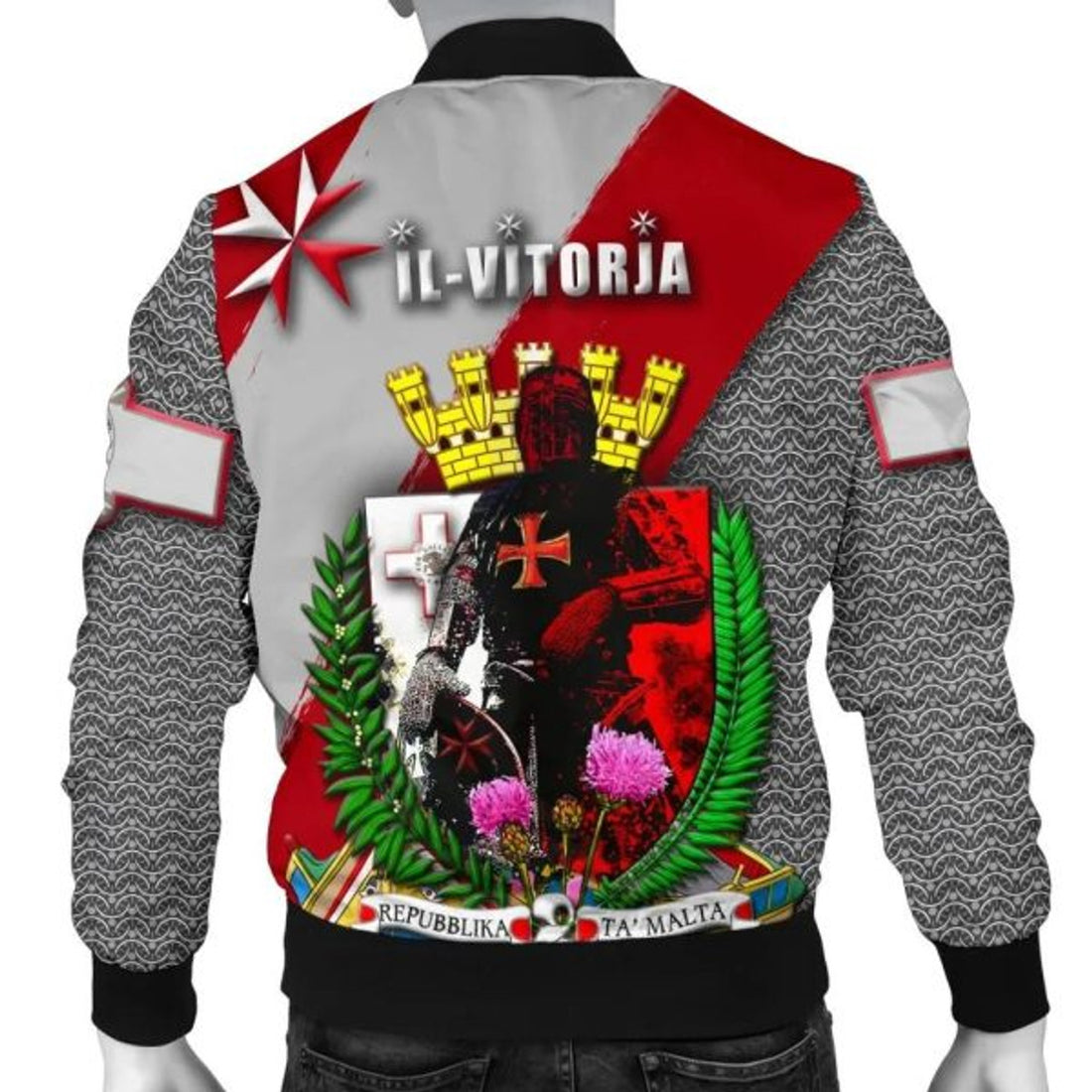FUNSTUFFPRINTI MALTA IL-VITORJA Men's Bomber Jacket - Knights of Malta - Bomber Jacket