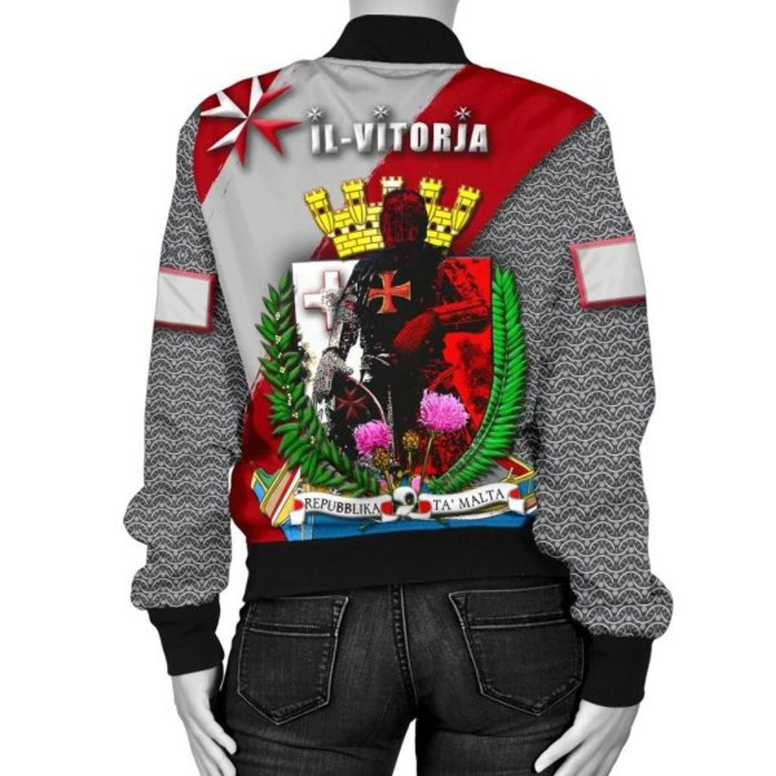 FUNSTUFFPRINTI MALTA IL-VITORJA Women's Bomber Jacket - Knights of Malta - Bomber Jacket
