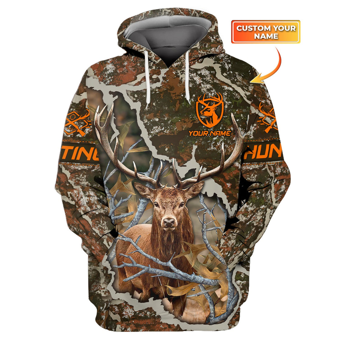 FUNSTUFFPRINT Hunting Personalized Name 3D Hoodie Deer Hunter Shirt 3D Hoodie and Zip Hoodie