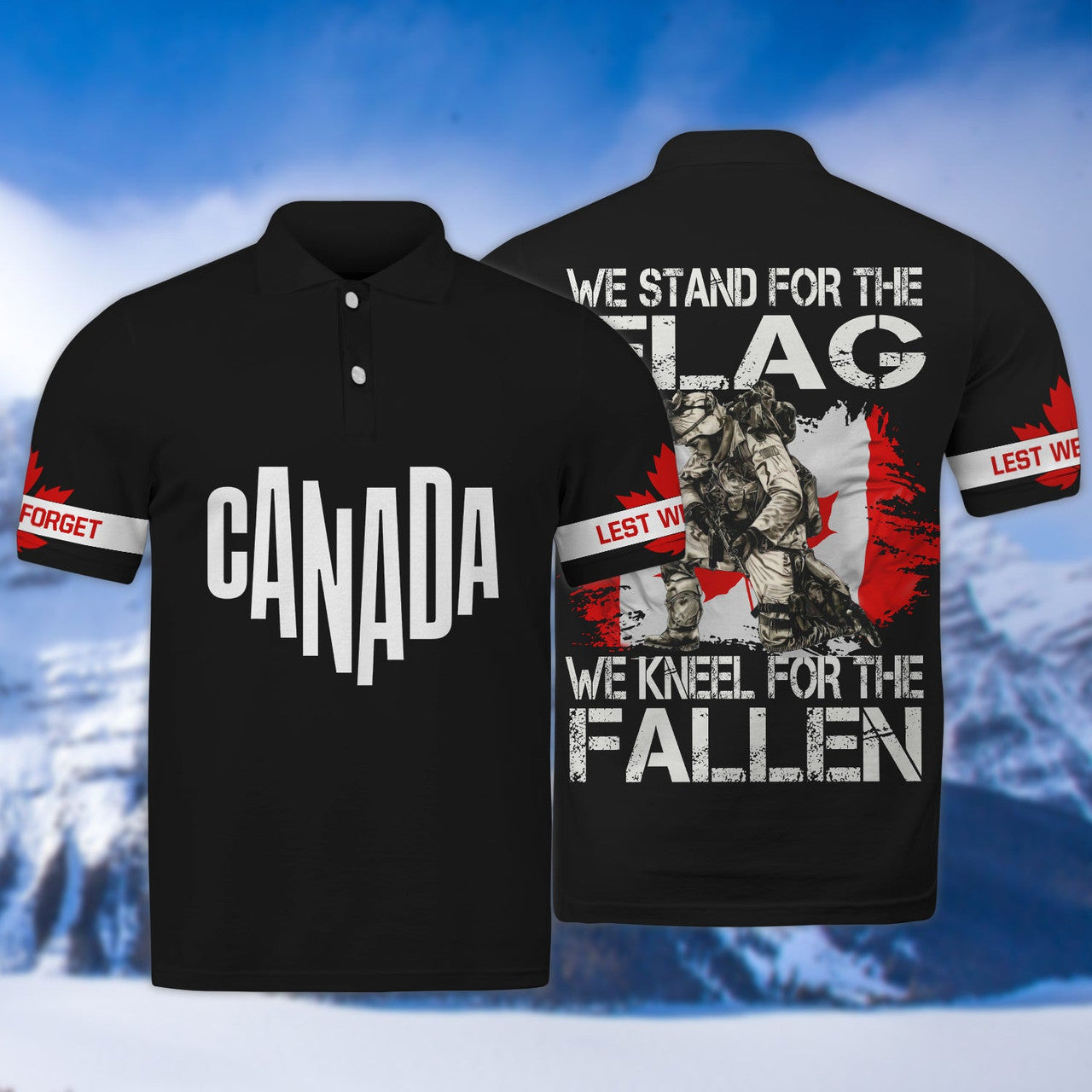 FUNSTUFFPRINT Love Canada, Day Remembrance Soldier Design Polo Shirt Size S-5XL
