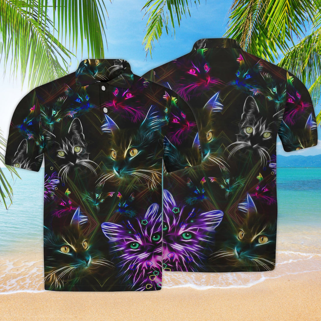 FUNSTUFFPRINT Cat, 3D Full Print Men'S Polo Shirt S-5XL