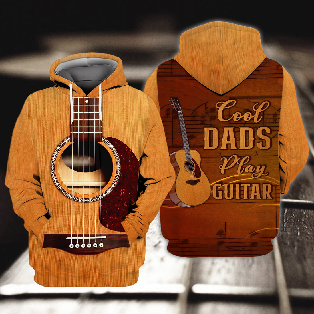 FUNSTUFFPRINT Guitar, Cool Dads Play Guitar 3D Hoodie and Zip Hoodie
