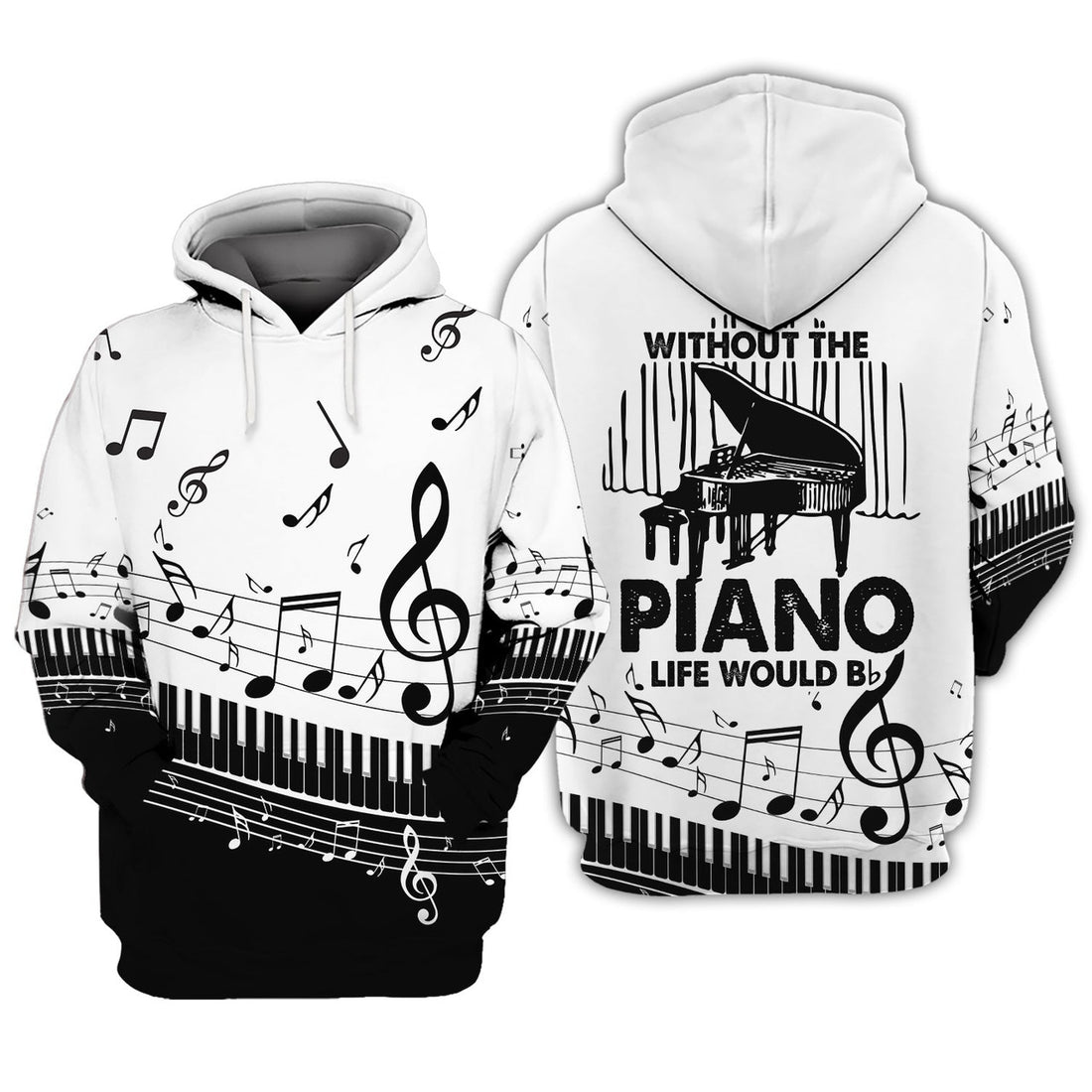 FUNSTUFFPRINT Piano 3D Full Print 3D Hoodie and Zip Hoodie