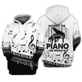 FUNSTUFFPRINT Piano 3D Full Print 3D Hoodie and Zip Hoodie