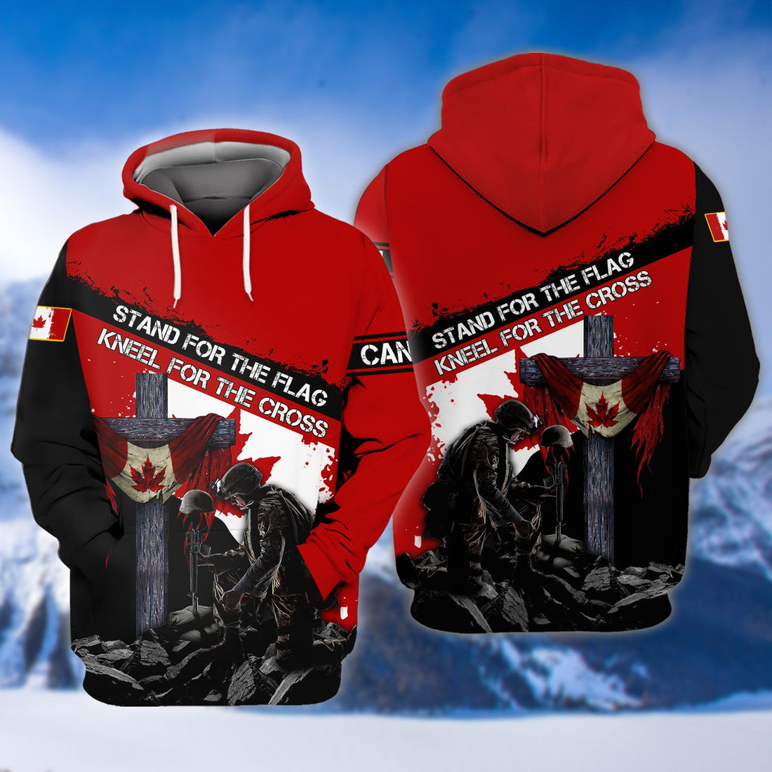 FUNSTUFFPRINT Knell For The Cross Remembrance Day Veterans Canada 3D Hoodie and Zip Hoodie