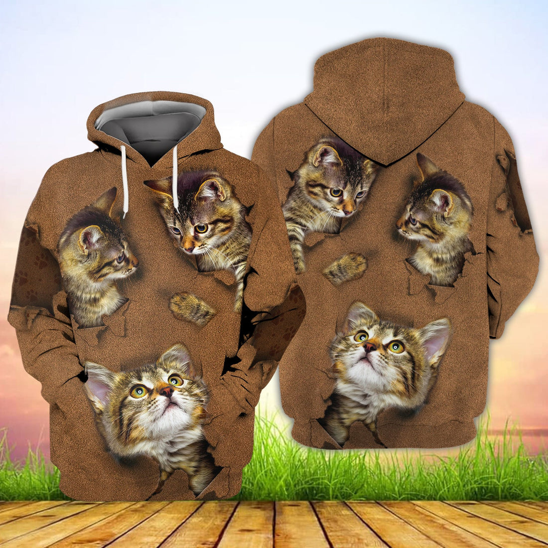 FUNSTUFFPRINT Cat Brown - 3D Full Print 3D Hoodie and Zip Hoodie