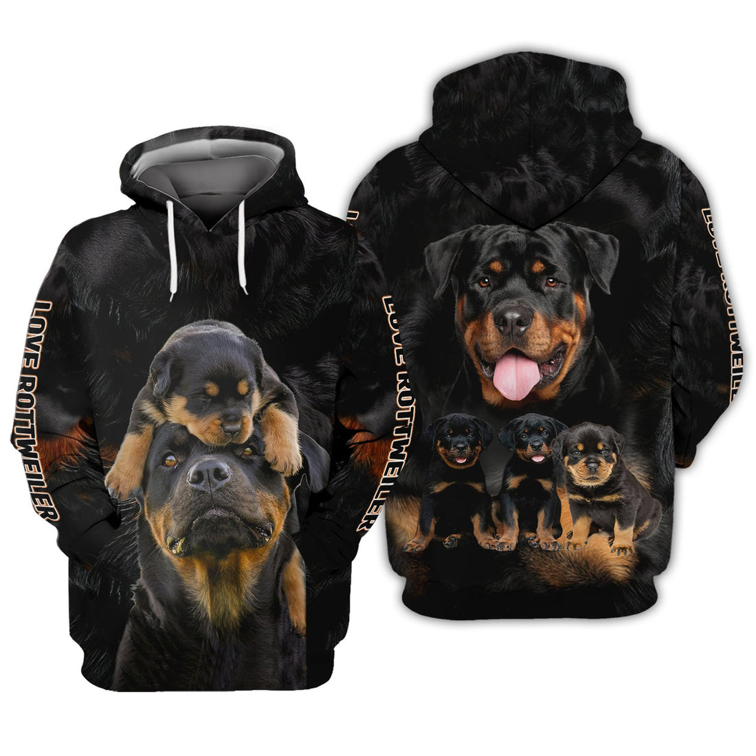 FUNSTUFFPRINT Rottweiler Mom, Love Rottweiler 3D Hoodie and Zip Hoodie