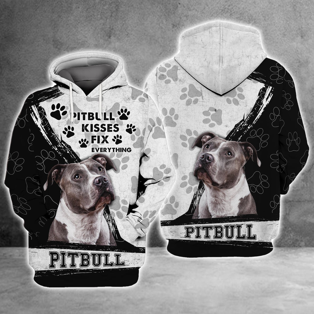 FUNSTUFFPRINT Love Pitbull 3D Hoodie and Zip Hoodie